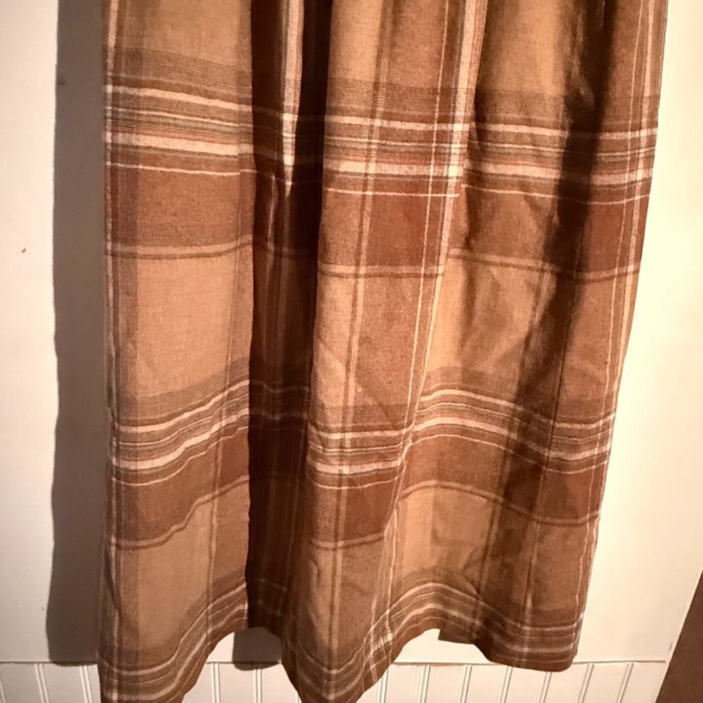 Vintage Pendleton Skirt Womens 10 Natural Wool Plaid A Line Brown Cottagecore - Picture 3 of 7